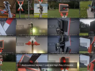 Andreaskreuz Version 1 Low and High-Poly 3D Model Pack