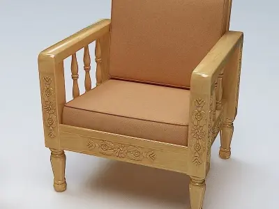 Sofa Set Wooden 3D model