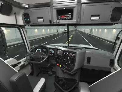  2025 Semi Truck White Rigged for Maya 