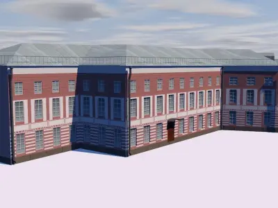 Police station Low-poly 3D model 8