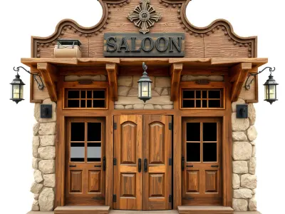 Wild West Saloon Model Pack with PBR Textures Low-poly 3D model