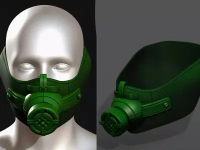 Gas mask respirator scifi futuristic 3d model  Low-poly 3D model 10