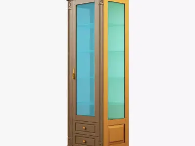 Victory wooden cabinet with glass doors 3D model