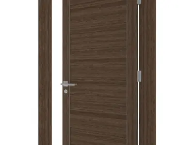 Door-045 interior door wood with glass panel 3D model