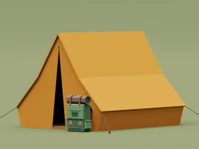 Camping picnic bbq props assets pack Low-poly 3D model