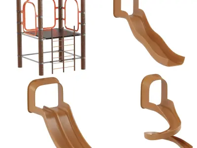 Childrens Play Area 5 Modular Slides Low-poly 3D model