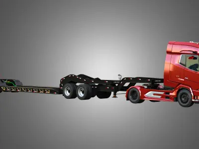 XG 530 Truck with Lowboy Double Trailer Oversize Load 3D model