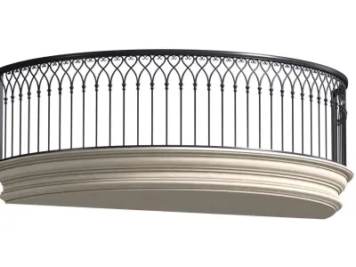 East Round balcony Forged Fence 3D model