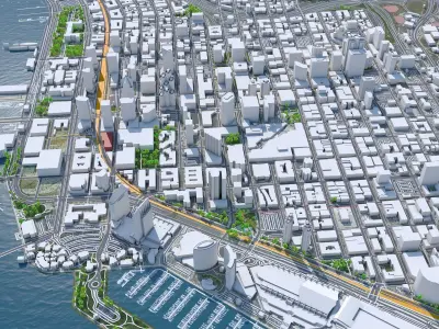 San Diego Downtown California USA Low-poly 3D model