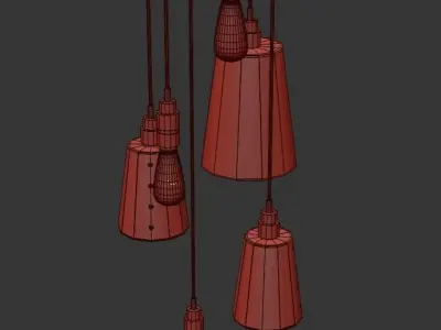 Hooked 6 industrial pendant light 3D model