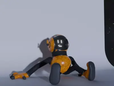 3D Lunar Space Robot Cartoon Low-poly 3D model