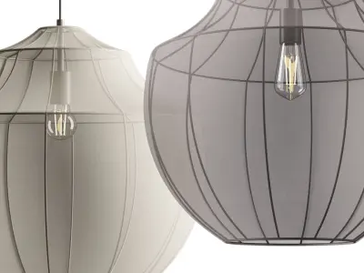 Hanglamp Beau van netstof in cremekleur - Hanging lamp 3D model