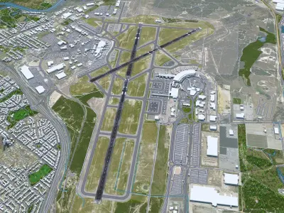 Perth Airport 10km Low-poly 3D model