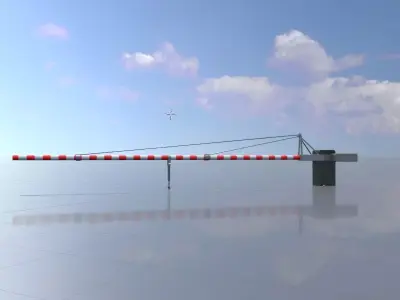 Railway Crossing Barrier 8 m closed Low-poly 3D model