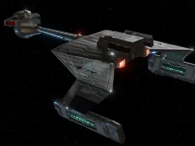 Klingon D-7 Battlecruiser Enhanced - Star Trek TOS Low-poly 3D model
