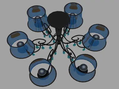 Lamps chandelier with shades 3D model