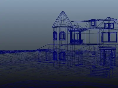 Realistic Mansion Environment Exterior Low-poly 3D model