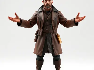 Steampunk Adventurer with Goggles and Leather Coat D Model Low-poly 3D model