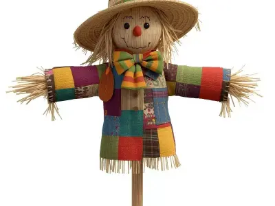 Charming Garden Scarecrow 3D Model Festive Fall Prop Low-poly 3D model