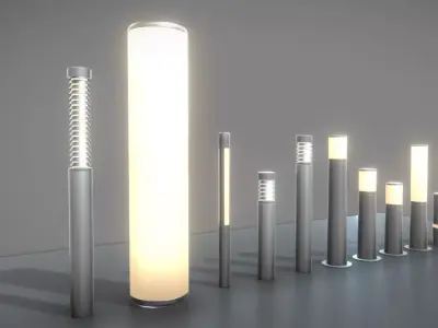 Light Columns Street Light Set -9- Street Furniture Package