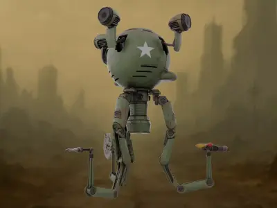 Stylized Retro Robot  Mister Handy inspired Fallout Low-poly 3D model