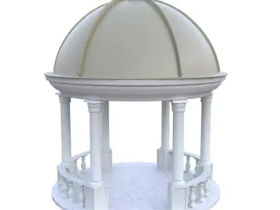 Neoclassical Pavilion Dome Gazebo PBR Low Poly FBX OBJ GLB USDC Low-poly 3D model