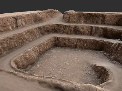 Open Pit Mine Opening 1 Low-poly 3D model