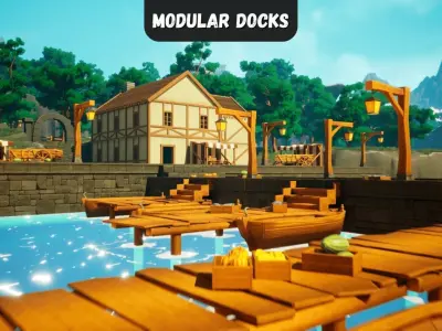 Stylized Village Low-poly 3D model purchase