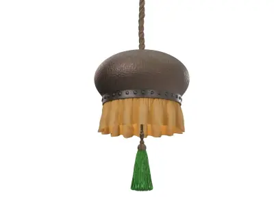 Hamared Metal Body With Lower Fabric Skirt Hanging Light PBR 3D model