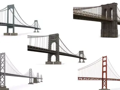 American bridges Low-poly 3D model