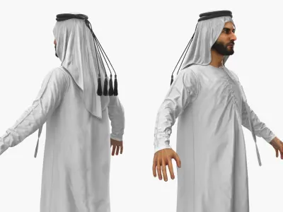  Arabian Man in Kandura A Pose White 