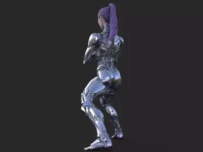 Yoga Cybernetic Girl High Detail 3D model