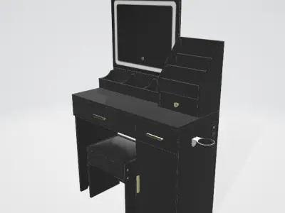 Table with Charging Station and Hair Dryer Rack 3D model