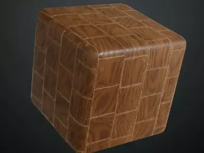 High-Gloss Natural Wood Block Parquet PBR Texture