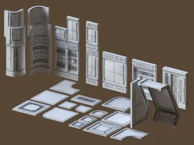 modular spaceship interior Low-poly 3D model