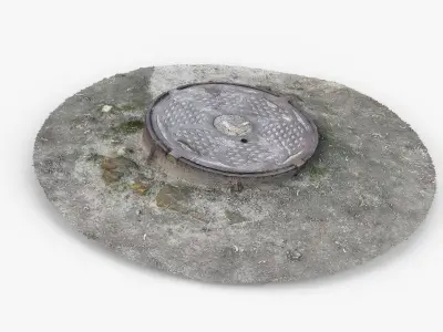 Photorealistic 3D scan of manhole Hatch cover Sewer Manhole Low-poly 3D model