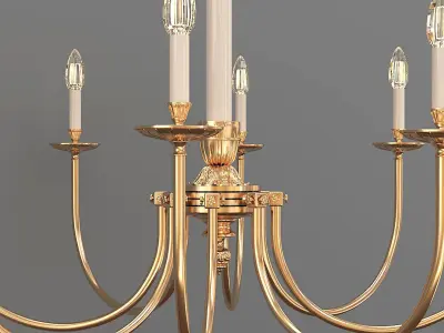 Chandelier gold with six lights 3D model