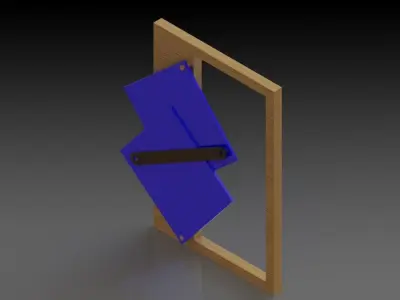 Toggle two door mechanism Low-poly 3D model
