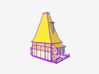 Medieval Building A03 Cartoon Purple - Scenery Backdrop House Low-poly 3D model