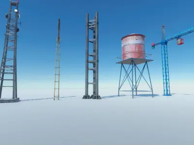 Industrial Props and Warehouse Low-poly 3D model