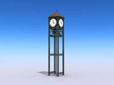 Tall Street Clock Low-poly 3D model