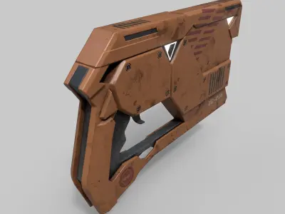 Sci-fi blaster  Low-poly 3D model