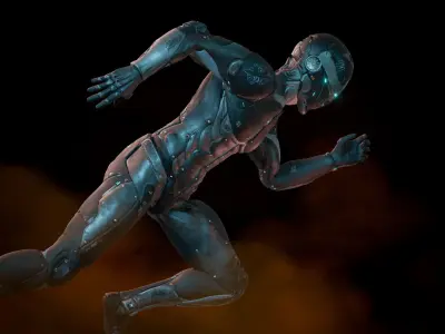 Cyborg Robot character - highpoly and lowpoly Low-poly 3D model