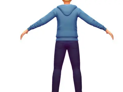 Cartoon Low Poly Style Man Avatar 002 3D Model Low-poly 3D model