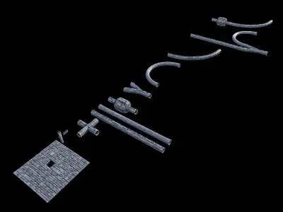  Sci Fi Tunnel Pack modular  Lowpoly Low-poly 3D model