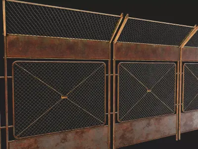 Wire Chain Link Fence Low-poly 3D model