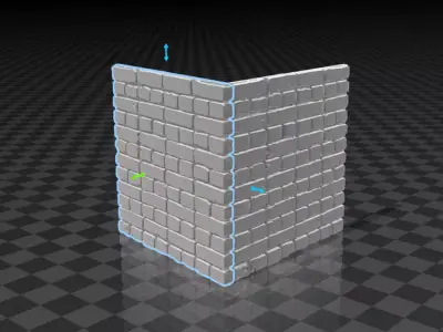 Old brick wall with corner version 3D print model