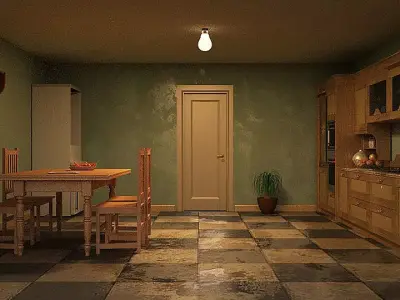 kitchen room Low-poly 3D model