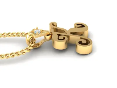 Alphabet V3 Light Gold  Font Pendant K 3D print model