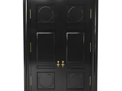 Custom made black lacquer classic double door  3D model
